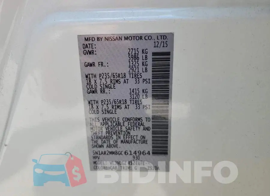 5N1AR2MM8GC614964 Photo# 13