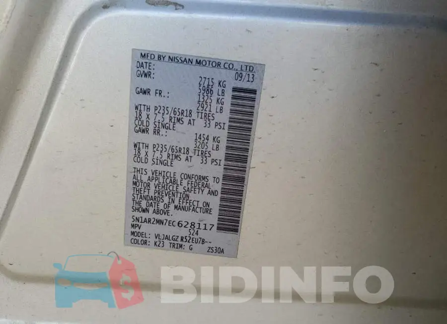 5N1AR2MN7EC628117 Photo# 13