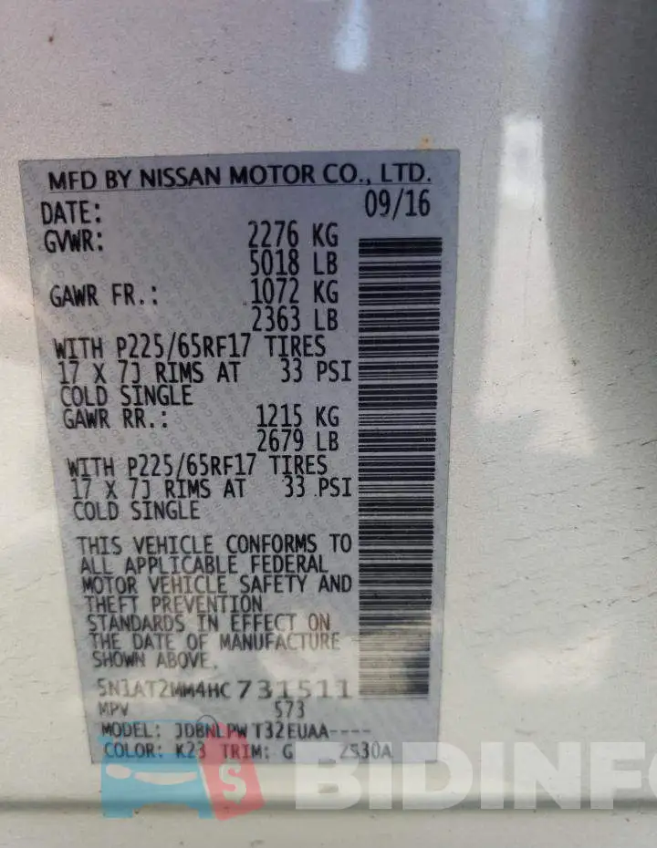 5N1AT2MM4HC731511 Photo# 12