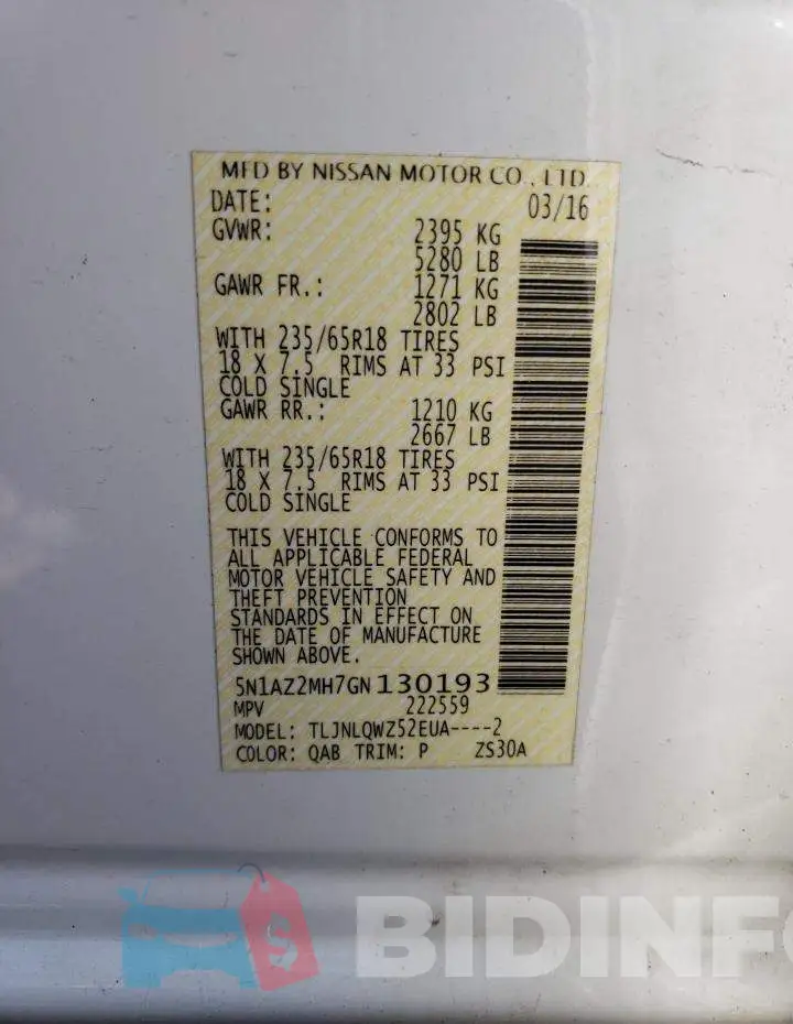 5N1AZ2MH7GN130193 Photo# 12
