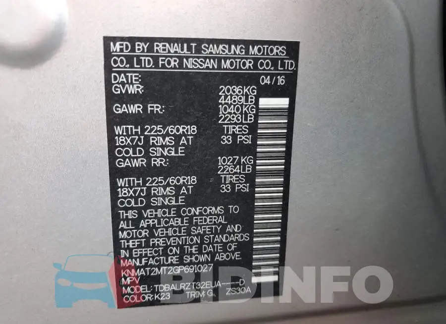 KNMAT2MT2GP691027 Photo# 13