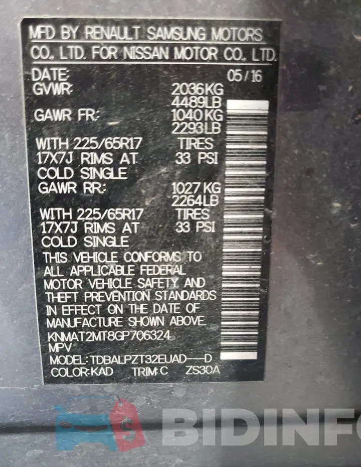KNMAT2MT8GP706324 Photo# 12