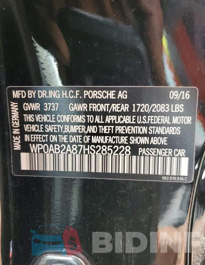 WP0AB2A87HS285228 Photo# 12