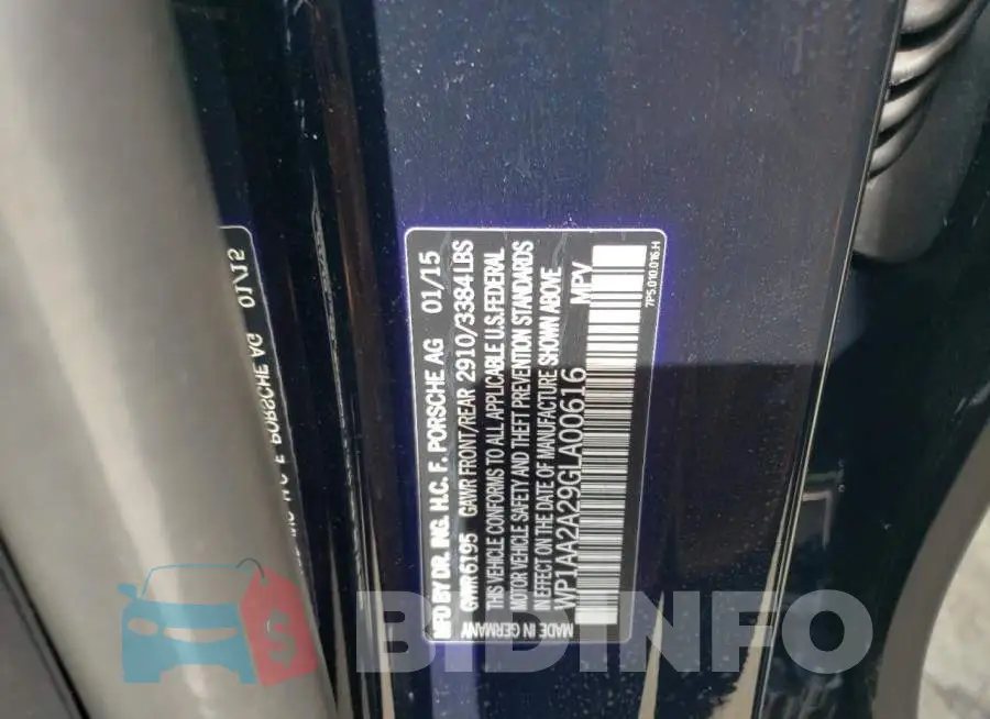 WP1AA2A29GLA00616 Photo# 13