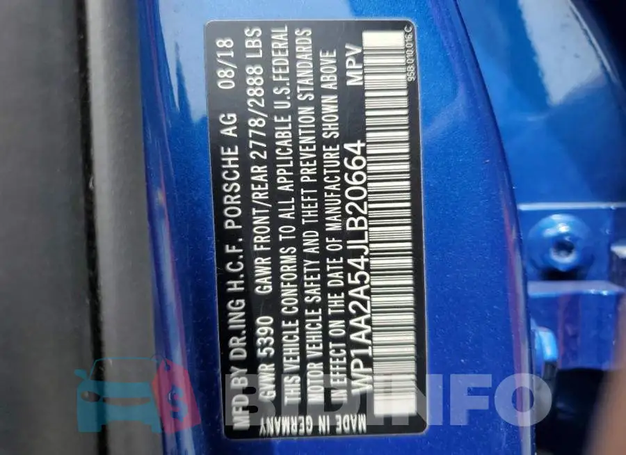 WP1AA2A54JLB20664 Photo# 13
