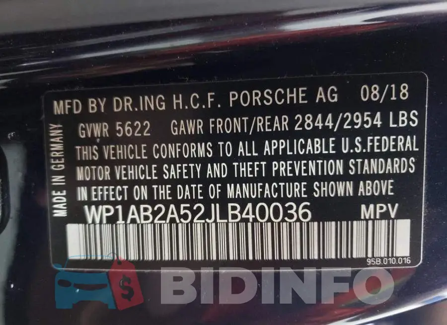 WP1AB2A52JLB40036 Photo# 10