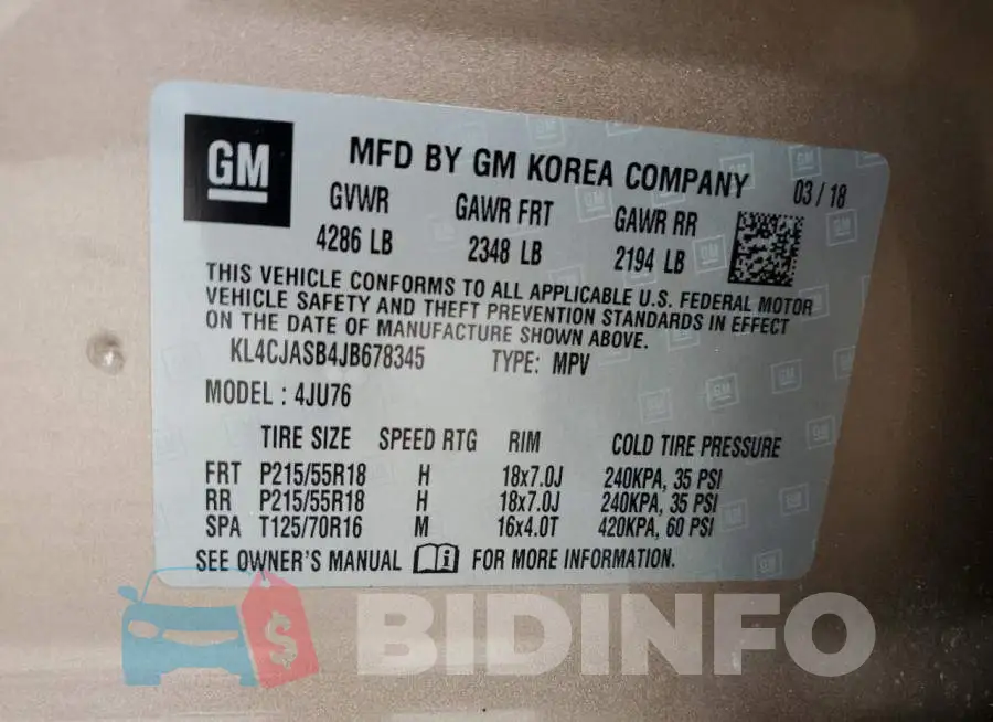 KL4CJASB4JB678345 Photo# 13