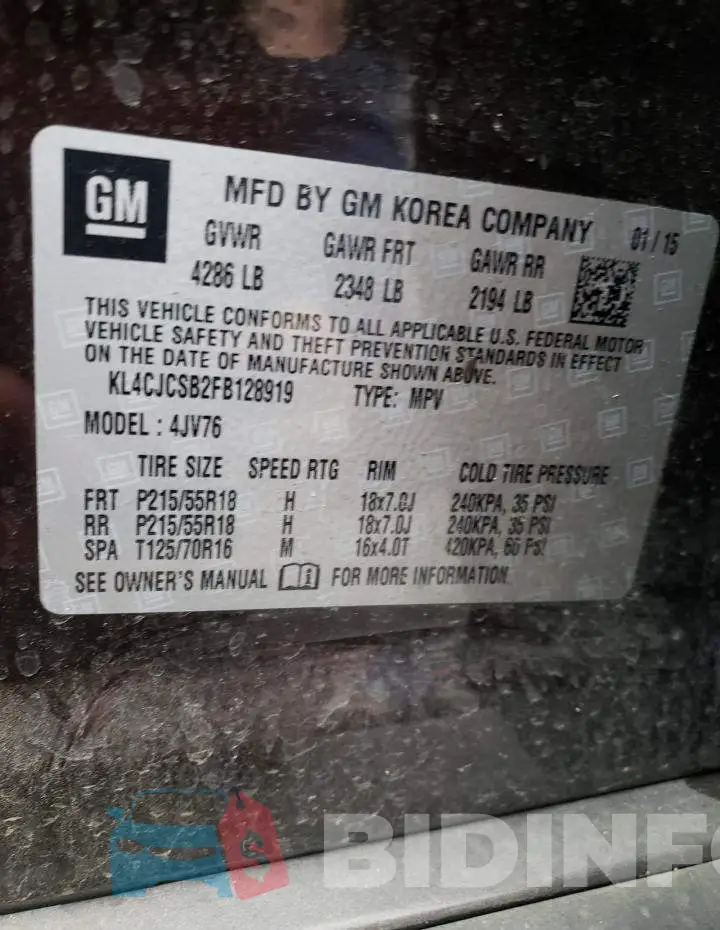 KL4CJCSB2FB128919 Photo# 14