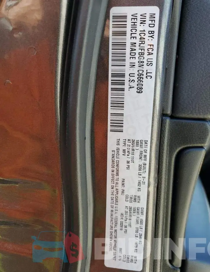 1C4RJFBG8MC666089 Photo# 12