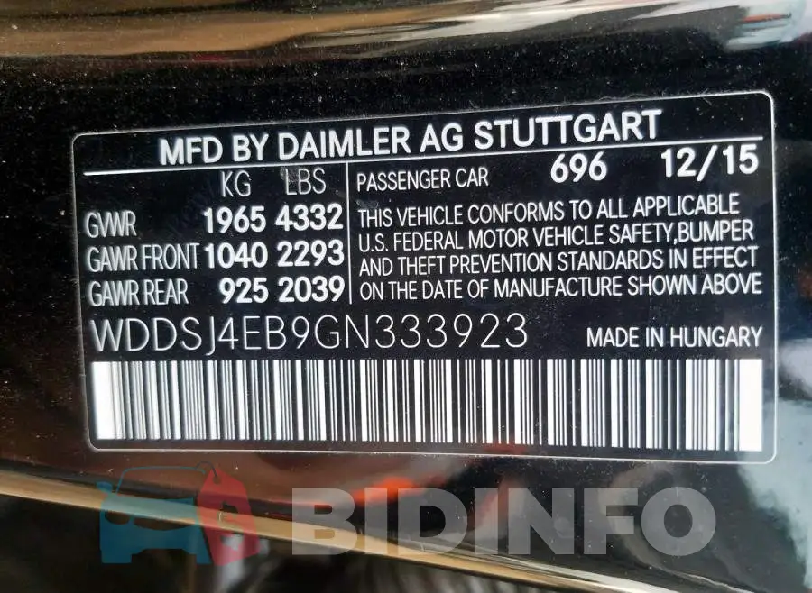 WDDSJ4EB9GN333923 Photo# 10