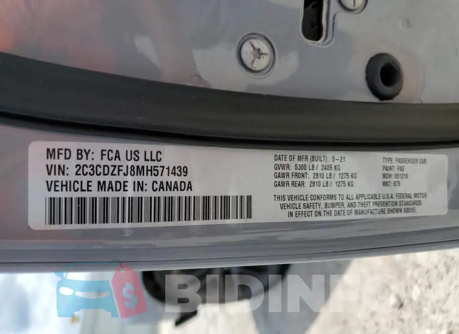 2C3CDZFJ8MH571439 Photo# 13