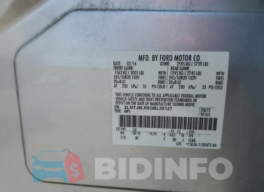 2LMTJ8LR5GBL55127 Photo# 12