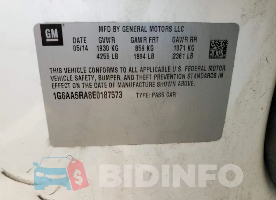 1G6AA5RA8E0187573 Photo# 13