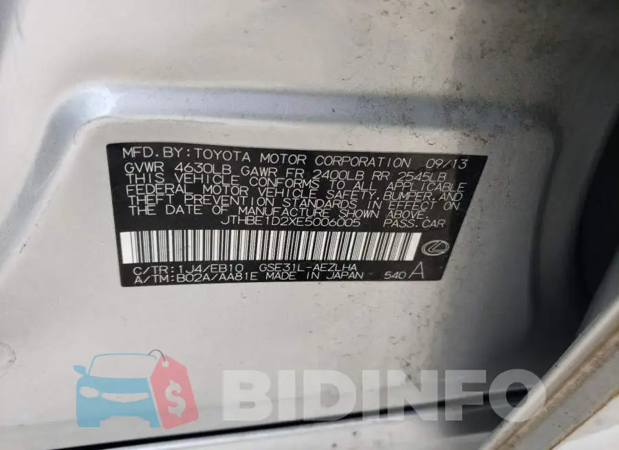 JTHBE1D2XE5006005 Photo# 12