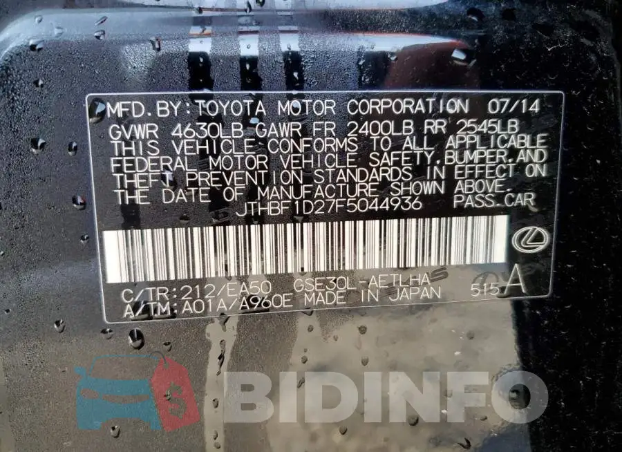 JTHBF1D27F5044936 Photo# 12