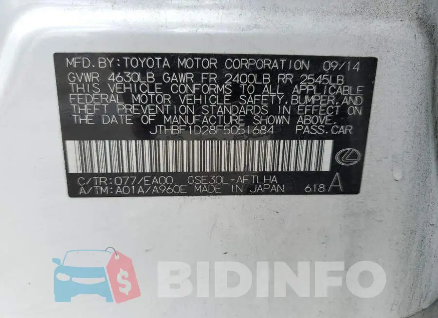 JTHBF1D28F5051684 Photo# 12