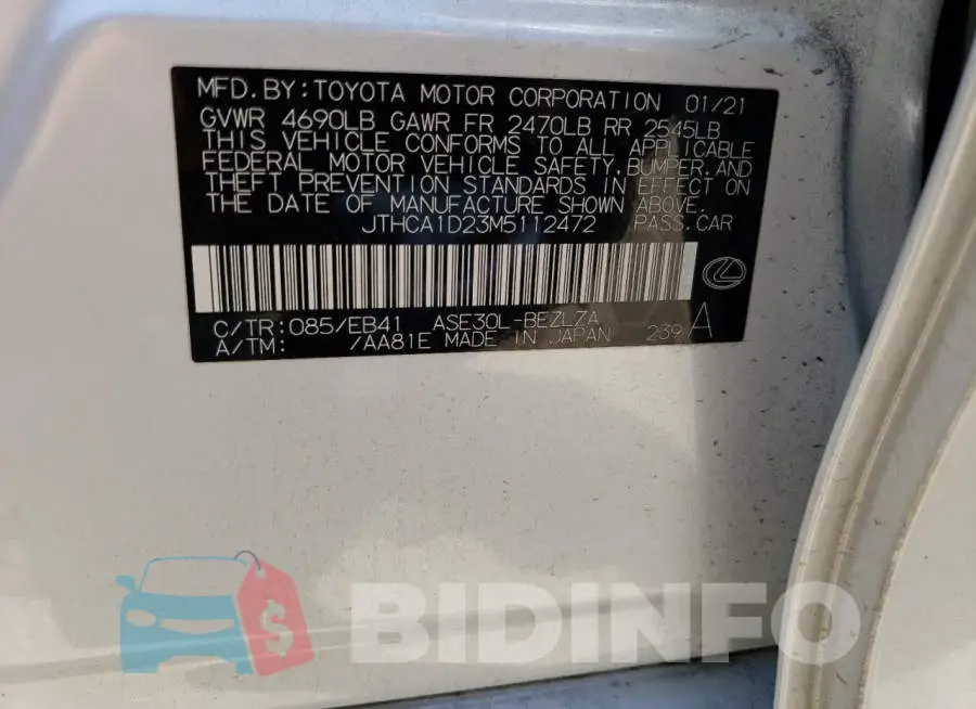 JTHCA1D23M5112472 Photo# 12