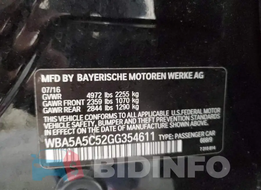 WBA5A5C52GG354611 Photo# 13