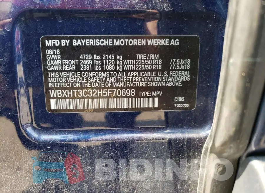 WBXHT3C32H5F70698 Photo# 13