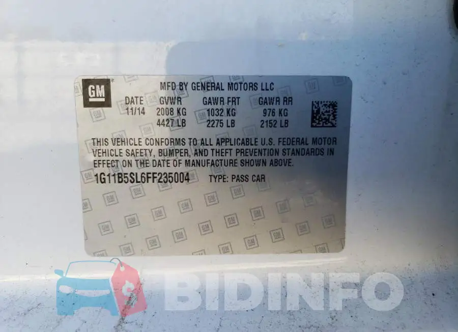 1G11B5SL6FF235004 Photo# 12