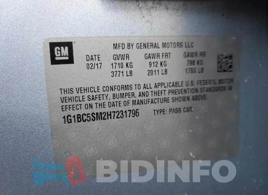 1G1BC5SM2H7231796 Photo# 12