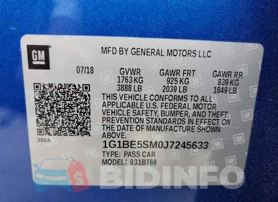 1G1BE5SM0J7245633 Photo# 13
