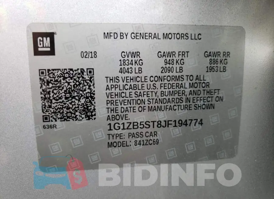 1G1ZB5ST8JF194774 Photo# 12