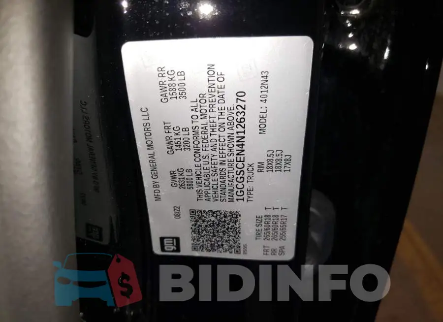 1GCGSCEN4N1263270 Photo# 12
