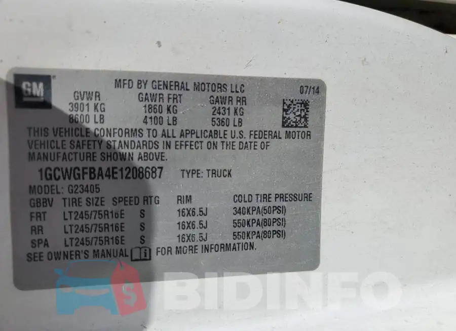 1GCWGFBA4E1208687 Photo# 13