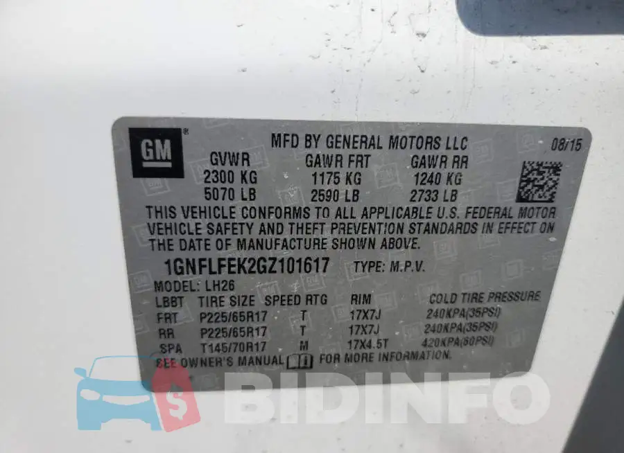 1GNFLFEK2GZ101617 Photo# 12