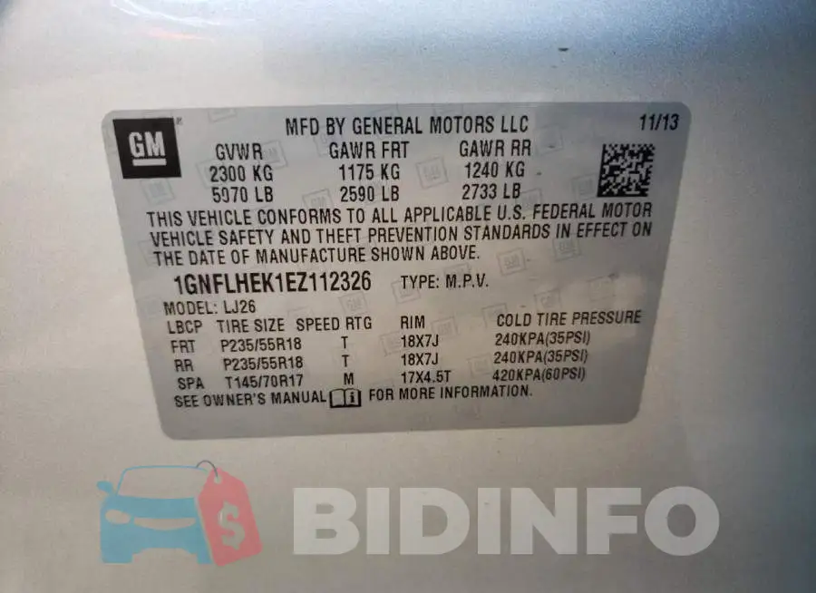1GNFLHEK1EZ112326 Photo# 13