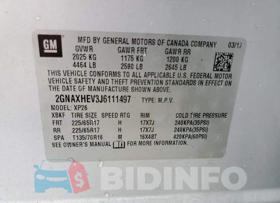 2GNAXHEV3J6111497 Photo# 13