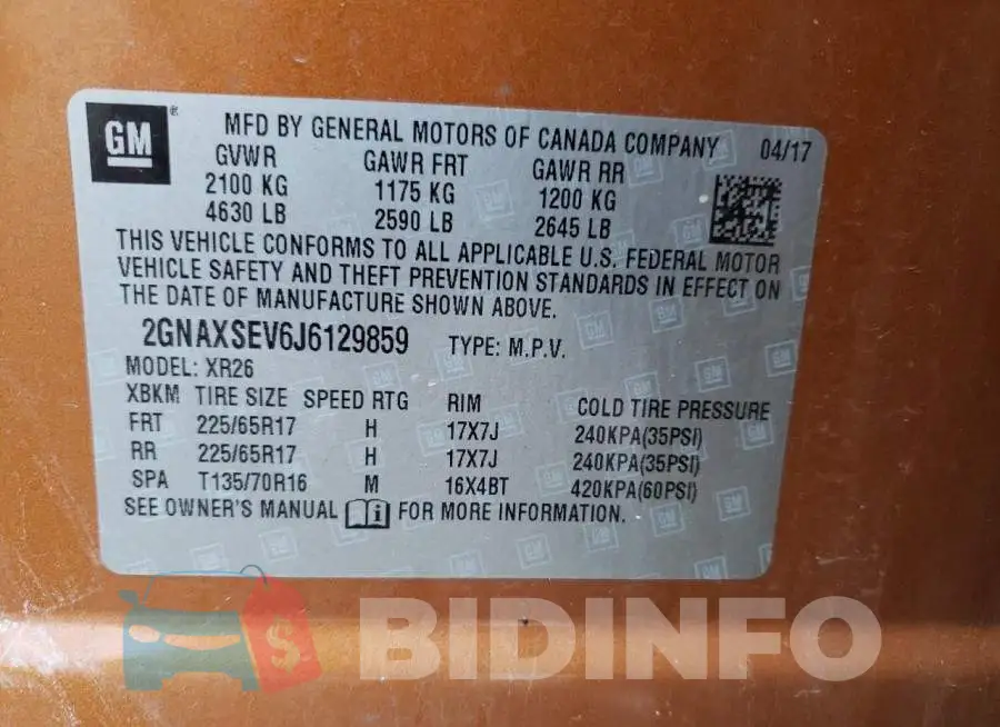 2GNAXSEV6J6129859 Photo# 14