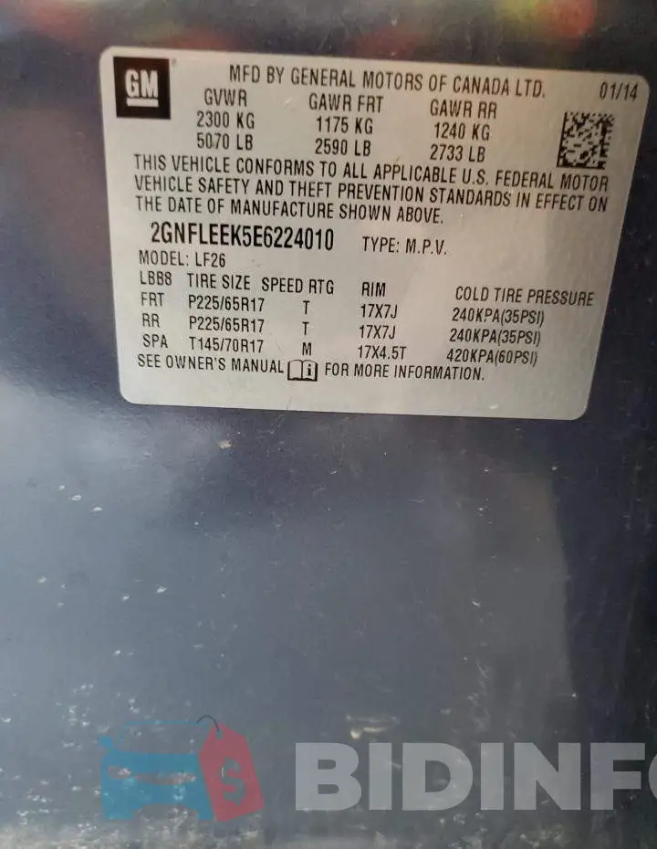 2GNFLEEK5E6224010 Photo# 13