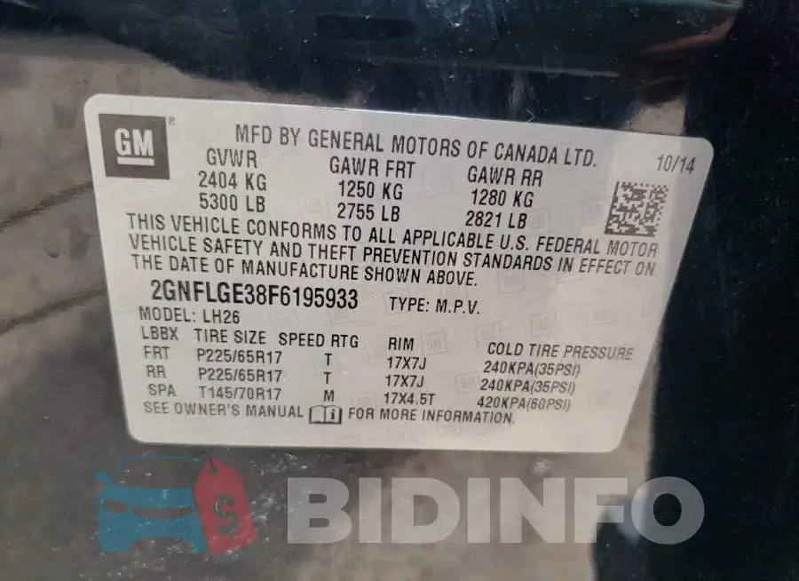 2GNFLGE38F6195933 Photo# 12