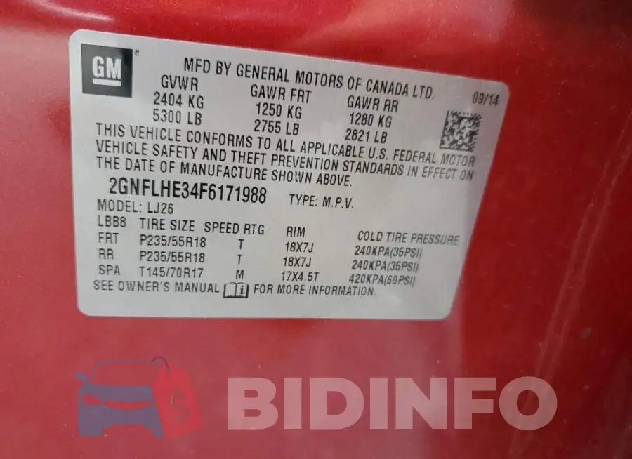 2GNFLHE34F6171988 Photo# 13