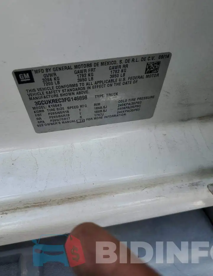3GCUKREC3FG146898 Photo# 12