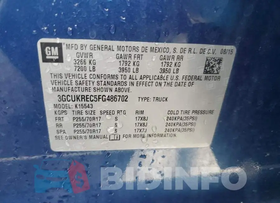 3GCUKREC5FG486702 Photo# 12