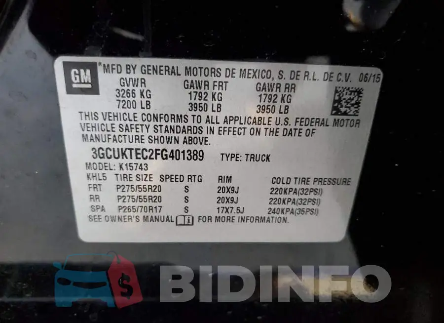 3GCUKTEC2FG401389 Photo# 13