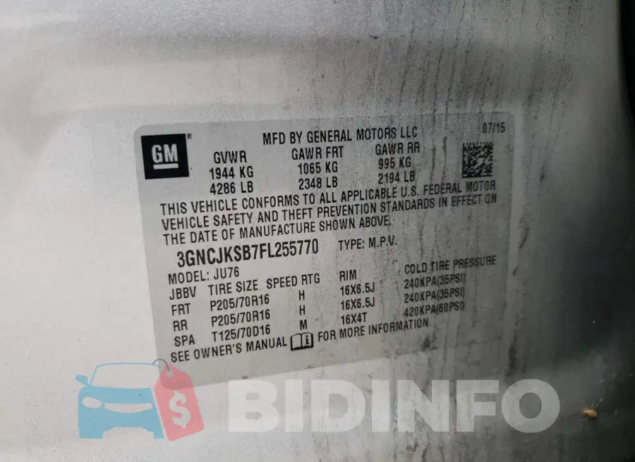 3GNCJKSB7FL255770 Photo# 13