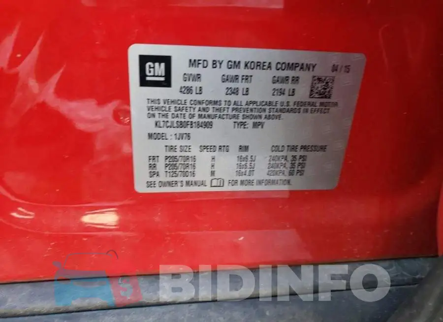 KL7CJLSB0FB184909 Photo# 13