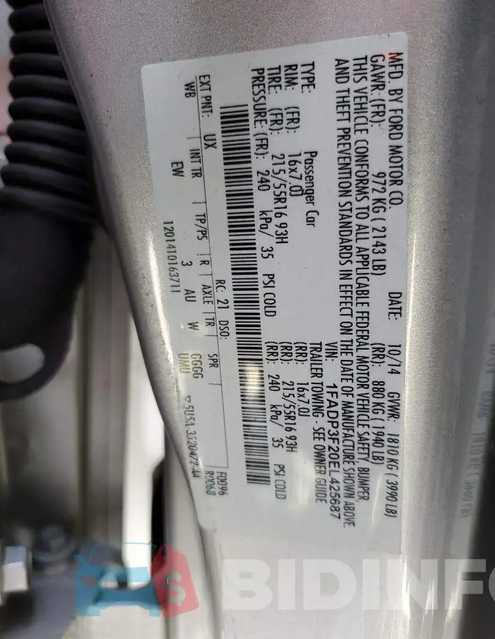 1FADP3F20EL425687 Photo# 12