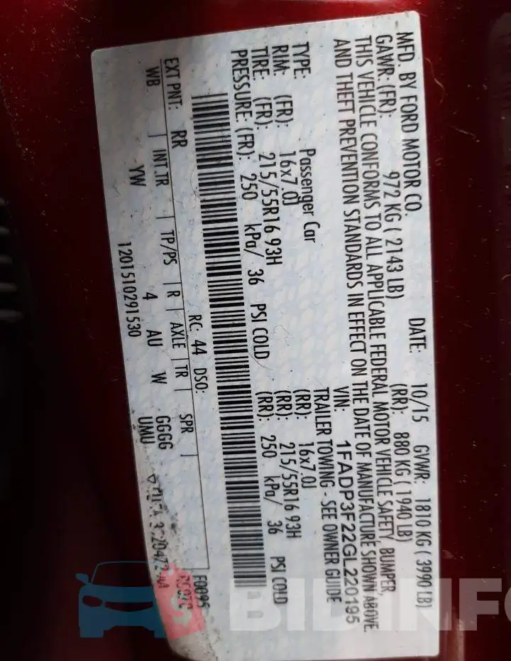 1FADP3F22GL220195 Photo# 12