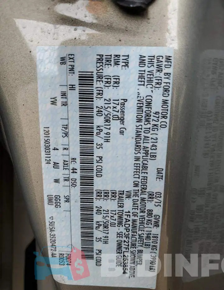 1FADP3F27FL253854 Photo# 12