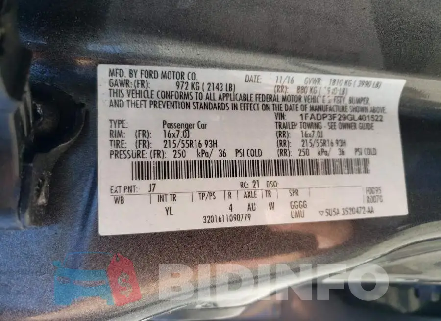 1FADP3F29GL401522 Photo# 12