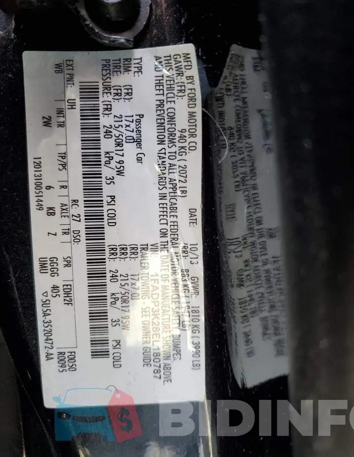 1FADP3K28EL180787 Photo# 12