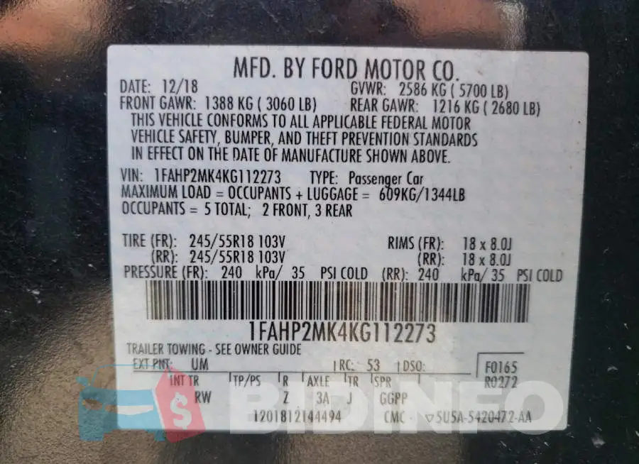 1FAHP2MK4KG112273 Photo# 12