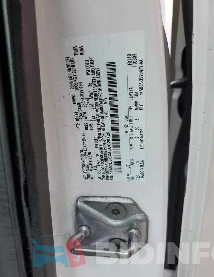 1FMCU0GX5EUC29726 Photo# 12