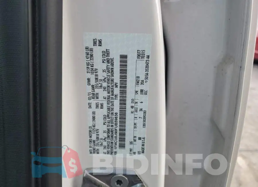 1FMCU0J90FUB59838 Photo# 13