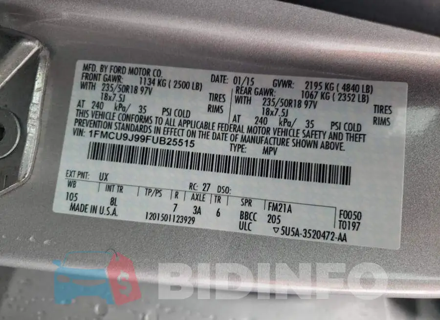 1FMCU9J99FUB25515 Photo# 13